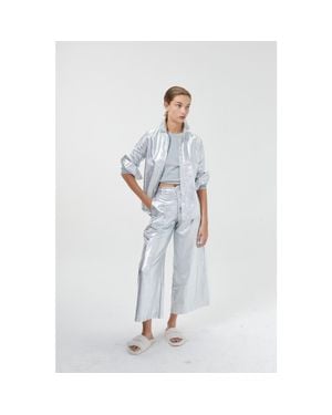 Lanhtropy Culotte Metallic Linen Pant - White