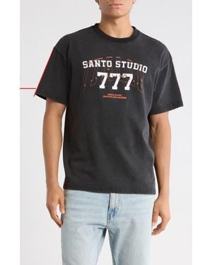 Saint Studio 777 Drappo Cotton Graphic T-Shirt - Black