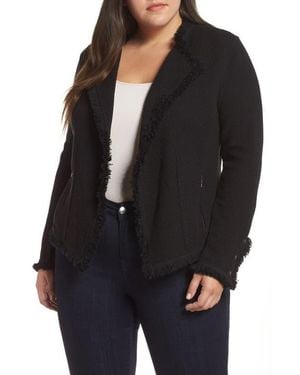 NIC+ZOE Fringe Mix Knit Jacket - Black