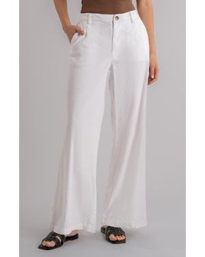 Kut From The Kloth Meg High Waist Linen Blend Wide Leg Pants - White