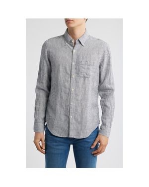 Alex Crane Playa Linen Button-Down Shirt - Gray