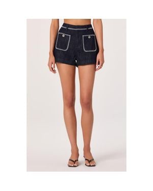 Astr Bobbie Stitch Detail High Waist Shorts - Blue