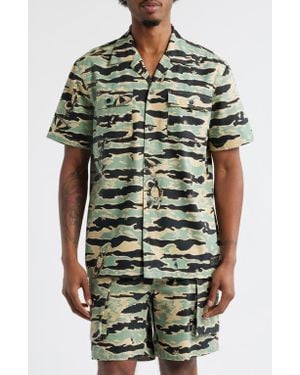 BBCICECREAM Bb Tiger Camo Cotton Camp Shirt - Green