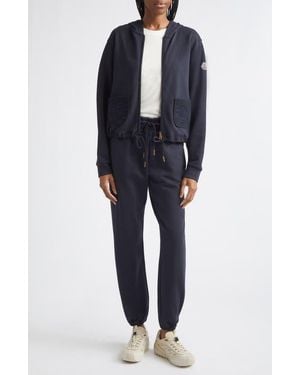 Moncler Mixed Media Zip Hoodie - Blue