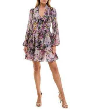 Socialite Long Sleeve Tiered Minidress