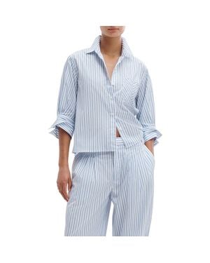 Rag & Bone Lucia Stripe Cotton Poplin Button-Up Shirt - Blue