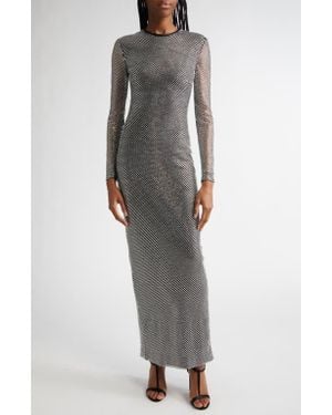 Dolce & Gabbana Crystal Embellished Long Sleeve Gown - Gray