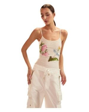 Cynthia Rowley Wildflower Embroidered Tank Top - White