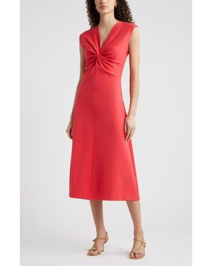 Nordstrom Twist Front Cap Sleeve Midi Dress - Red