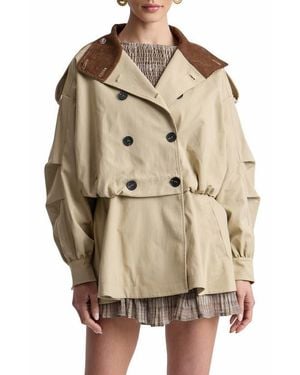 Avec Les Filles Blouson Peplum Trench Jacket - Natural