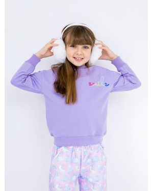 PREPPY GOOSE Smile Embroidered Sweatshirt - Purple