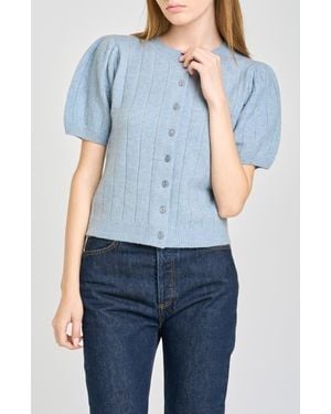 Wayf Bridget Puff Sleeve Cardigan - Blue