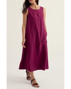 Seasalt Cornwall Cresting Waves Sleeveless Linen A-Line Dress - Purple