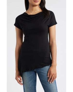 Loveappella Ruched Asymmetric Top - Black