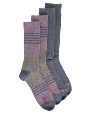 United By Blue 2-Pack Stripe Wool & Yak Blend Crew Socks - Gray
