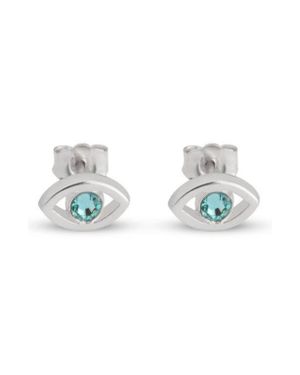 Melanie Marie Evil Eye Birthstone Stud Earrings - Blue