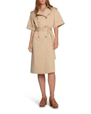 Belle & Bloom Dust & Daring Short Sleeve Cotton Blend Trench Coat - Natural