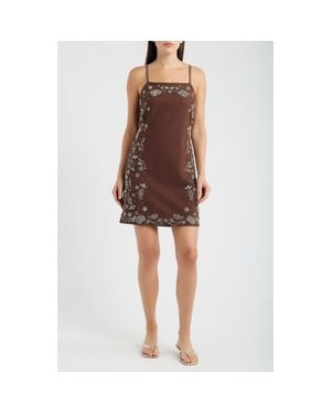 Tahari The Willow Beaded Minidress - Brown