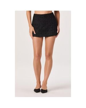 Astr Metallic Tweed Mini Skort - Blue
