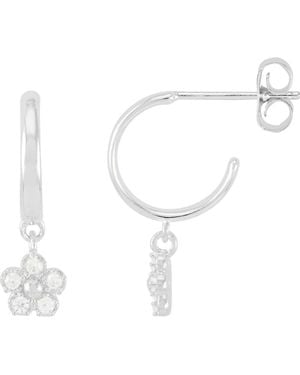 Estella Bartlett Cubic Zirconia Flower Hoop Earrings - White