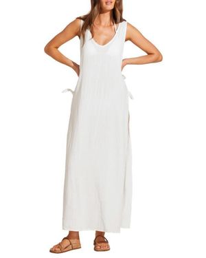 Vitamin A Riviera Linen & Cotton Cover-Up Dress - White