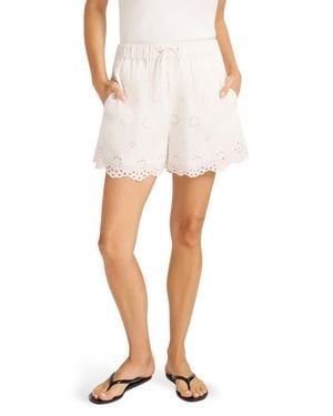 Matty M Nala Scalloped Eyelet Cotton Shorts - White