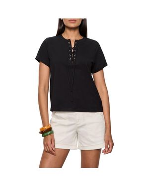 Sanctuary Timeless Lace-Up T-Shirt - Black