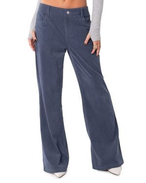Edikted Dawn High Waist Wide Leg Corduroy Pants - Blue