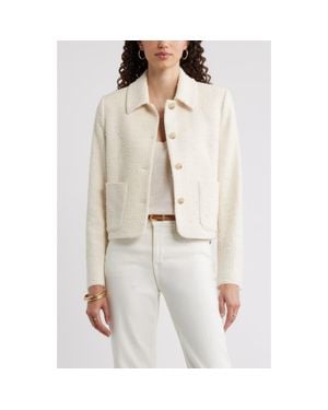 Nordstrom Tweed Crop Patch Pocket Jacket - White