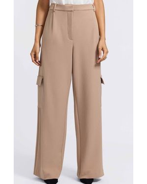 Foxcroft Elizabeth Wide Leg Pants - Natural