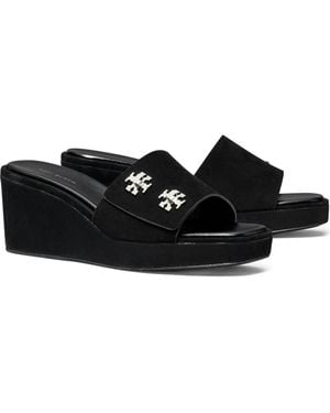 Tory Burch T-Lock Wedge Sandal - Black