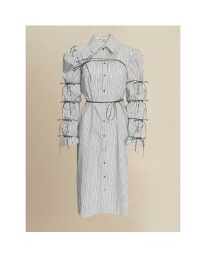 Contessa Mills Thomasin Cotton-Blend Long Sleeve Collared Midi Dress - Natural