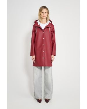 Stutterheim Mosebacke Hooded Long Sleeve Raincoat - Red