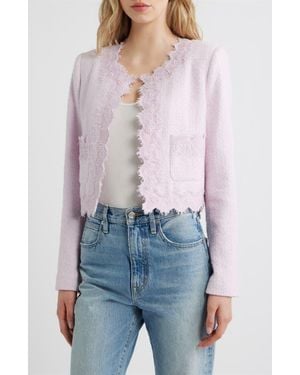 LoveShackFancy Erina Lace Trim Tweed Jacket - White
