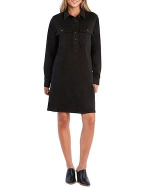 Wash Lab Denim Blakely Popover Long Sleeve Denim Dress - Black