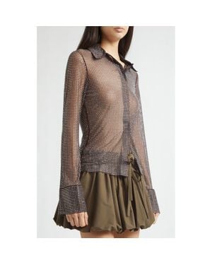 Monse Crystal Embellished Button-Up Shirt - Brown