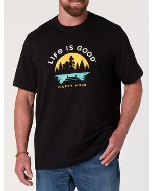 Life Is Good. Big & Tall Happy Hour Graphic T-Shirt - Black