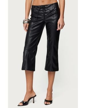 Edikted Lexy Faux Leather Capri Pants - Black