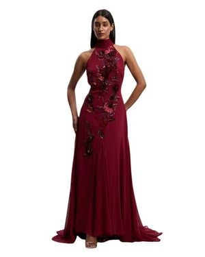 Karen Millen Petite Halter Maxi Dress - Red
