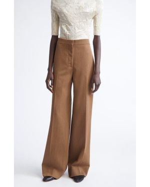 FFORME Agel Tailored Wide Leg Virgin Wool Pants - Brown