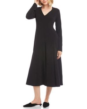 Karen Kane Kate Long Sleeve Travel Jersey Midi Dress - Black
