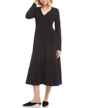 Karen Kane Kate Long Sleeve Travel Jersey Midi Dress in Brown | Lyst