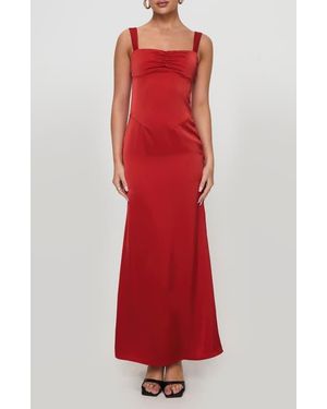 Princess Polly Strauss Satin Maxi Dress - Red