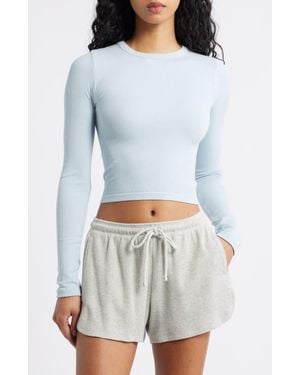 Florence By Mills Softie Seamless Long Sleeve Crop T-Shirt - Blue