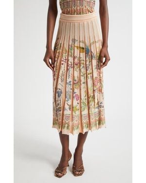 Etro Pleated Floral Midi Sweater Skirt - Natural