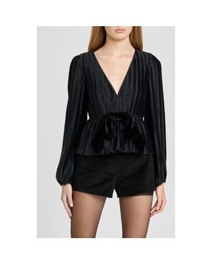 Wayf Melissa Plissé Bow Top - Black