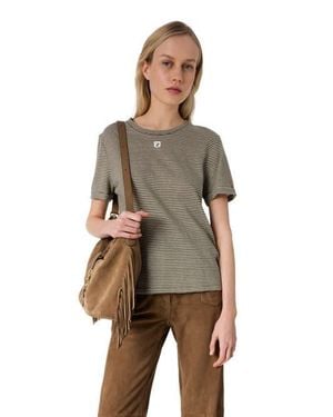 Gerard Darel Melva Linen Blend Striped T-Shirt - Multicolor