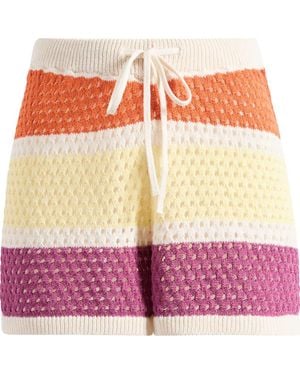 Vero Moda True Stripe Open Stitch Sweater Drawstring Shorts - Pink