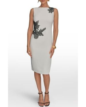 Donna Karan Embroidered Sheath Dress - Multicolor
