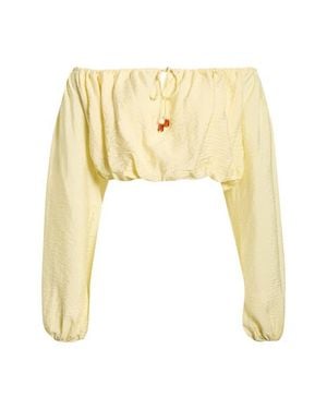 KITTENISH Off The Shoulder Bubble Hem Top - Metallic